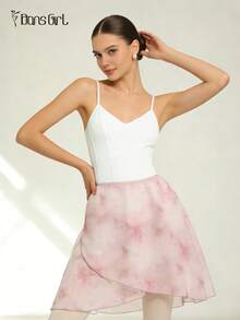 DonsGirl 1pc Floral Print Ballet Tutu Dress, Ribbon Tie Design, Suitable For Ballet/Modern/Classical Dance Practice And Performance, Great Gift For Girlfriend - Baby Pink - View 5