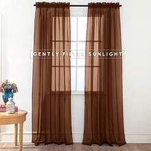 Elegant Comfort® 2-Piece Sheer Panel with 2inch Rod Pocket - Window Curtains 60-Inch Width X 84-Inch Length - Red(101.6An x 213.4Al cm (1 Paneles) Marrón Chocolate) - Multicolor - Ver 3