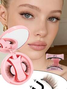 1 Pair Reusable Brown Magnetic Eyelashes With Applicator, No Glue Needed, Natural Look, Easy To Wear And Remove - Natural Lashes - View 2