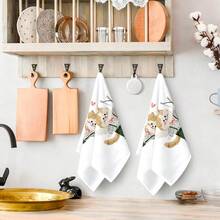 2/4 Piezas Juego, Paños de Cocina con Estampado de Gato Arquero, Toallas Modernas de Microfibra Super Absorbentes para Cocinar, Hornear, Lavar Platos, Limpiar, Toallas de Mano, Paños de Té, Suaves y Altamente Absorbentes, Decoración de Cocina, Regalos para Vecinos, Madres, Cumpleaños, Inauguración de Casa para Amigos, Artículos Esenciales de Cocina, Necesidades Diarias - Multicolor - Ver 3