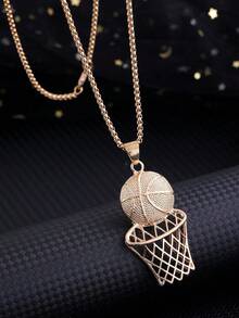 1pc Men's Hip-Hop Basketball & Hoop Shaped Pendant Necklace