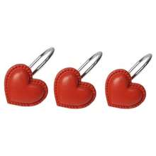 Resin Lovely Heart Shape Shower Curtain Hooks Set of 12 Solid Color Curtain Accessory Sweet Heart Anti - Rust Bathroom Decorative Hangers Red - Rojo - Ver 1