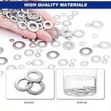 180pcs Stainless Steel Washer Set - Durable O-Ring Fasteners For Electrical Connections, Automotive & Marine Use - Silver - View 9