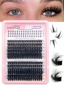 276pcs Fluffy DIY False Eyelash Clusters, D Curl, Mixed Density (60D-120D), 3 Styles Mixed, Includes Individual Lashes, 5/6/7/9/10/12/14/16/18mm Mixed, Can Create Cat Eye Or Natural Fluffy Lash Effect, Beginner Friendly - D - View 5
