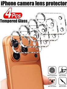 4pcs Camera Lens Protector Film For IPhone 17 Pro/16/15/14/13/12/11, Military Grade Scratch-Resistant Film, 9H Tempered Glass Camera Cover Screen, [Does Not Affect Night Photography], Transparent. - Clear - View 1