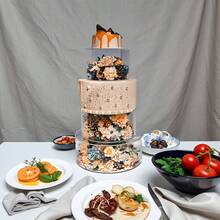 1个4英寸高透明亚克力蛋糕架，可填充蛋糕，蛋糕增高架，蛋糕层架，圆形蛋糕架，婚礼蛋糕架，圆柱形蛋糕架，适用于派对和生日派对 - 無色 - 查看 3