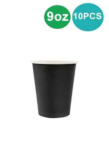 10件套黑色派对用品，包括黑色纸盘、纸杯、餐巾纸，适用于黑色生日派对装饰、万圣节黑色餐具套装、婚礼生日派对一次性餐具、日常用餐野餐露营餐盘。 - 彩色 - 查看 9