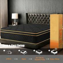 12" Queen Hybrid Mattress In A Box - Medium Firm With Cooling Gel Memory Foam & Pocket Springs For Support, Pressure Relief, Motion Isolation - Includes 365-Night Trial. - 黑色 - 查看 9