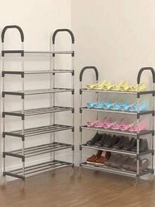 Organizador de zapateros de 4/5/6/7/9 Niveles , Rack de Acero Inoxidable - Organizador de Zapatos Simple y Fácil de Montar - Mueble Organizador de Ropa con Correas - Estante para Zapatos con Racks para Ropa y Sombreros - El Solución Definitiva para la Organización de Ropa y Zapatos - Negro - Ver 2