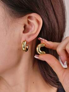 8/10/18件套海星、贝壳、蝴蝶结、水滴、耳钉、扭纹C形耳环套装，海洋风耳环，适合作为礼物送给家人、朋友，也适合节日、夏季海滩派对以及女士日常佩戴。 - 金黃色 - 查看 6