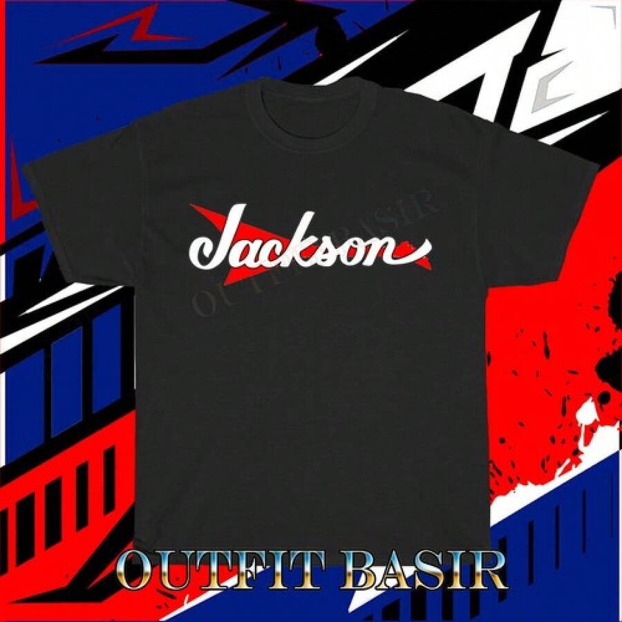 New Jackson Guitar Red Logo T-Shirt T-Shirt Funny Size S To 5XL Casual Men'S Cotton T-Shirt Crew-Neck Top Micro-Stretch Knitted Fabric Regular Fit - As Shown In the Figure - View 1