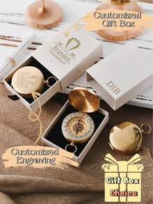 La bàn khắc tên cá nhân, quà cầu hôn cho phù rể, quà tặng đám cưới cho người thân, la bàn tùy chỉnh kèm hộp quà gỗ khắc tên tùy chọn, món quà lưu niệm hoàn hảo cho chú rể, kỷ niệm, tốt nghiệp hoặc người yêu thích du lịch, bộ sưu tập mùa xuân, có thể điều chỉnh kích thước. - La bàn nhiều màu - Xem 1