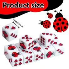 12 Pcs Ladybug Dice - Red & Ladybug Design, Acrylic Game Dice For Role-Playing Games, Board Games, Party Games - Perfect Birthday, Family Fun, Thanksgiving & Christmas Gift