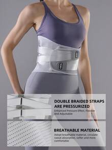 VBOSI Adjustable Breathable Waist Support Belt - Lower Back Support Belt With Metal Stabilizer, Unisex