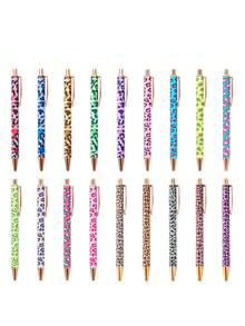 Set de 3 pixuri neutre cu imprimeu leopard drăguț, design retractabil, pixuri cu bilă imprimate minimalist, potrivite pentru jurnal și cadouri, perfecte pentru nuntă, Ziua Îndrăgostiților - Multicolor - Vizualizare 10
