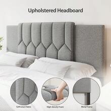 Upholstered Tufted Headboard, 3 In 1 Headboard For Full/Queen/King Size Bed, Height & Width Adjustable Head Boards, Attach Frame, Study & Comfortable, Ideal For Bedroom, Dorm, Guest Room, Grey - Màu Xám nhạt - Xem 5