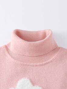 Annil Girls' High Collar Turtleneck Sweater, Thick And Warm Knitted Pullover With Elastic For Winter, Sweet And Cute Style. - Ice Cloud Powder - View 4