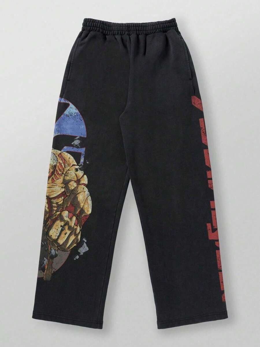 Joint-Styled Anime "" Jogging Pants With 3D Printed Air Layer And Wide-Leg Design - YCK2HY07N - 查看 1