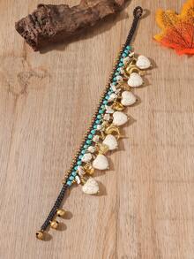 1pc Bohemian Style Turquoise Heart Pendant Wax Rope Woven Anklet, Suitable For Women's Daily And Holiday Wear, Especially Suitable For Summer - Multicolor - View 8