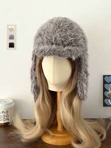 Gorro de trampero de piel sintética acolchada de colores contrastantes, cálido, con orejeras, unisex para parejas, adecuado para invierno, ciclismo, esquí, snowboard, otoño/invierno