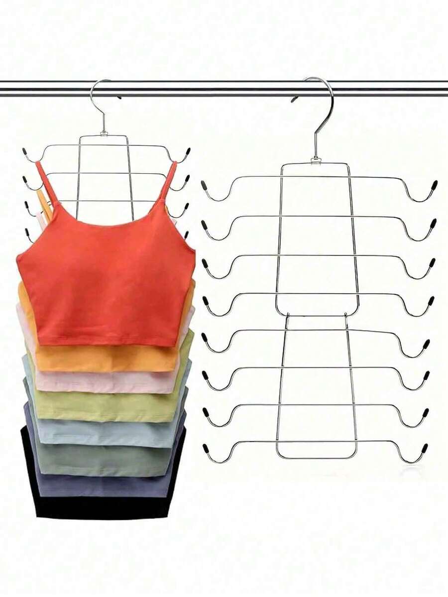 1个4/8层多层折叠内衣衣架，防滑可折叠文胸收纳架，铁质衣架，8层可调节衣架 - 彩色 - 查看 1