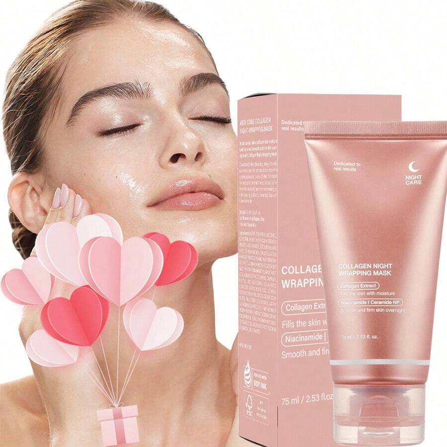1pcs Madicube Collagen Overnight Wrapping And Peeling Facial Mask Bag - Elastic And Hydration Care, Reduce Relaxation And Dullness - Hydrolyze Collagen, Make Skin Glow, Meet Soft, Tender And Beautiful Skin,Suitable For Women To Use Before Bedtime At Night,Korean Skincare Products,Halloween Gift. - 1件 - 查看 1