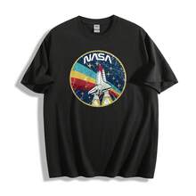 Space Shuttle Logo T - Shirt - Space Explorers Design University Tee - 黑色 - 查看 1