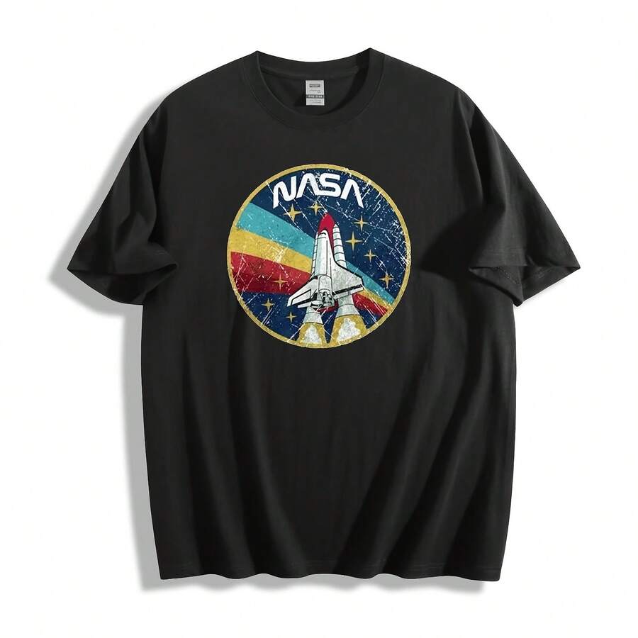 Space Shuttle Logo T - Shirt - Space Explorers Design University Tee - 黑色 - 查看 1