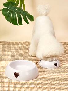 PETSIN 1pc Heart Dog Bowl, Single Bowl, For Small, Medium And Large Dogs, Cat Foods And Pet Supplies - Light Grey - View 3
