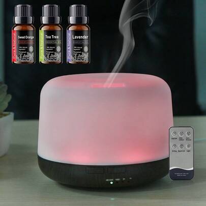 500ml Ultrasonic Humidifier & Essential Oil Diffuser With Auto Shut-Off
