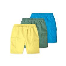 2026 Spring/Summer New 3 Pieces Solid Color Sports Shorts For Boys, Young Boy Casual Home/TravelBermuda Shorts - Multicolor - View 3