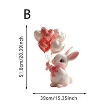 1/2pc Easter Bunny Heart Shaped Glass Sticker, With Cat Design, Single Layer Window Decal, Static Cling, Reusable, Suitable For Bedroom, Living Room, Balcony Window Decoration - multicolor - View 10