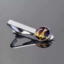 1pc Paris Eiffel Tower Glass Dome Landmark Patterns Tie Clip, Travel-Inspired Men's Tie Accessories Tie Clip - Silver - View 5