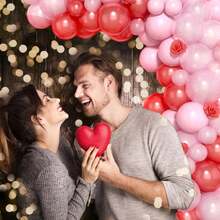 120Pcs Red And Pink Balloon Arch Kit,Pastel Pink And Red Balloon Garland Kit Pearl Pink Party Balloons Latex Balloons For Valentines Day Decorations Birthday Baby Shower Wedding - Multicolor - View 5