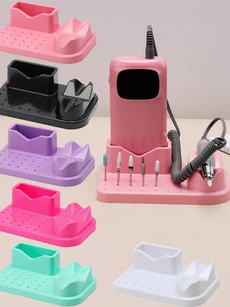 Caja de almacenamiento para brocas de manicura profesional, con diseño de organizador de múltiples agujeros, colores vibrantes y construcción duradera, adecuada para accesorios de pulidora de uñas eléctrica, una solución portátil ideal para técnicos de salón de uñas y entusiastas de la manicura en el hogar.