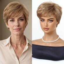 8 Inch Light Brown Wigs For Women Natural Synthetic Wig Hair Perfect Mature Women Daily Party Use - Multicolor - View 8