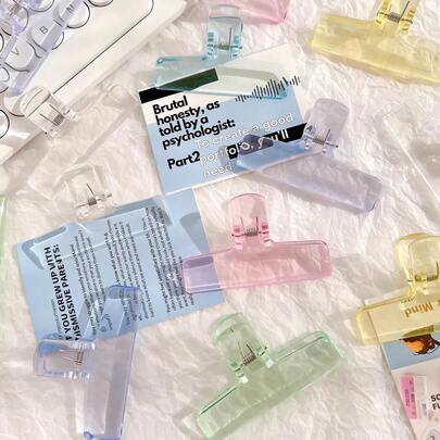 3/1ชิ้น คลิปหนีบอะคริลิคสีเยลลี่ใส เครื่องเขียน, คลิปหนีบเยลลี่สำหรับนักเรียน, คลิปหนีบเอกสาร/บัญชีอเนกประสงค์, คลิปหนีบหางยาว, เครื่องใช้สำนักงานสร้างสรรค์, คลิปหนีบกระดาษสอบ, ที่จัดระเบียบใบแจ้งหนี้/เอกสาร, อุปกรณ์การเรียน