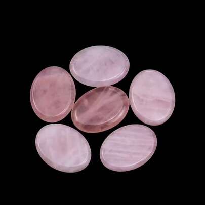 2pcs/Set Amethyst & Rose Quartz Thumb Stone Set - Handcrafted Natural Crystal, Glossy Surface, Polished Gemstone, Smooth Finish, Suitable For Yoga Studio, Office Use, 25*30mm Oval Crystal Massage Stone