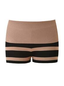 Women Striped Knit Micro Shorts Fold Over Elastic Waist Slim Fit Mini Bottom Y2k Lounge Sweater Shorts - 黑色 - 查看 4