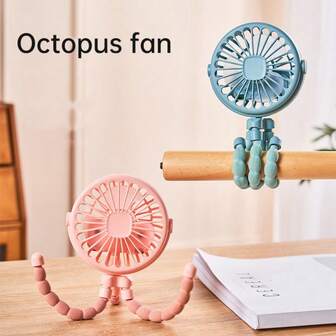 OBOVAY Cochecito de bebé multifuncional para estudiantes, ventilador mini portátil con batería de litio recargable por USB, 500mAh