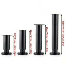 4pcs Adjustable Height Furniture Support Legs 8-12/12-18/18-30/25-42cm Black Telescopic Legs For Table Bed Frame TV Cabinet Sofa