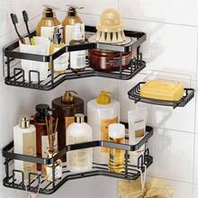 CADIMAC Corner Shower Caddy Bathroom , Three-Piece Rust-Proof Stainless Steel Bathroom Storage Rack, Large Capacity, No Drilling Required, Suitable For Bathroom Storage And Home Décor.Bathroom Accessaries,Christmas Shower,Bathroom Deccor,Toothbrush Holder. - Black - View 10
