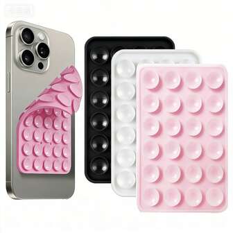 Silikon sugkoppshållare för mobiltelefon, dubbelsidig sugkopp, multifunktionell självhäftande baksida, halkfri handsfree, lämplig för duschspegel, bilselfie och videoinspelning, kompatibel med iPhone, Android-telefoner, födelsedagspresent, telefonhållare för familj och vänner, telefontillbehör