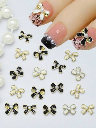 Set di 16 decorazioni per unghie in lega a forma di fiocco, accessori fai-da-te