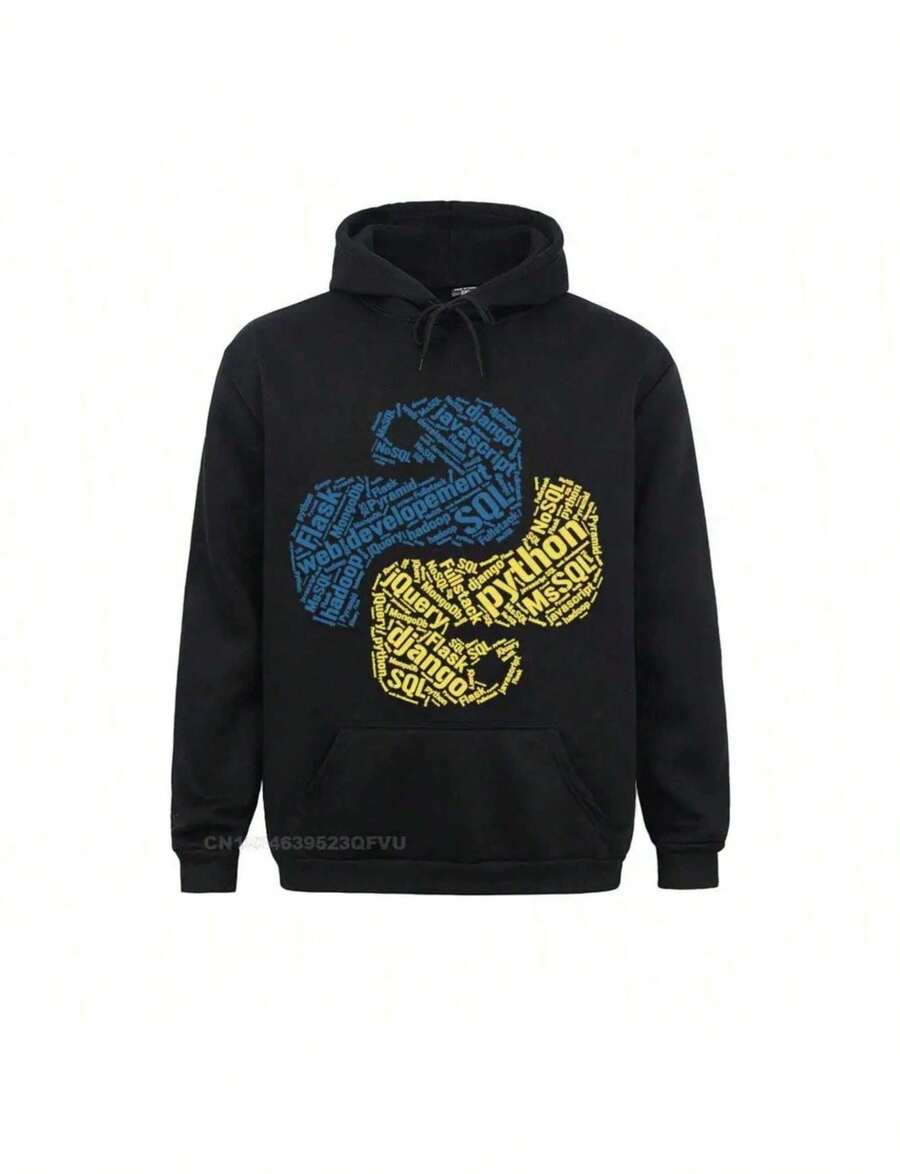 Sudadera con capucha para desarrollador de Python para hombre, sudadera con capucha básica para programador de Python, sudadera con capucha de talla grande para hombre Kawaii Clot.jpg - Negro - Ver 1