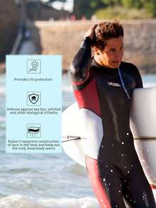 scubadonkey 3.0毫米厚男士保暖潜水服，氯丁橡胶隔热冲浪泳衣，水上运动连体服，氯丁橡胶保暖泳装 - 彩色 - 查看 2