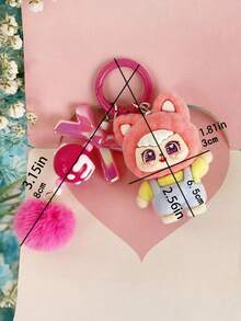 New Dopamine Waving Cat Big Ear Cute Cartoon Keychain, Unisex Adult Flocked Outer Solid Plastic Inner Key Chain, Bag Pendant, Water Bottle, Backpack, Car Decor, Daily Commute, Holiday, Birthday Gift - Multicolor - View 4