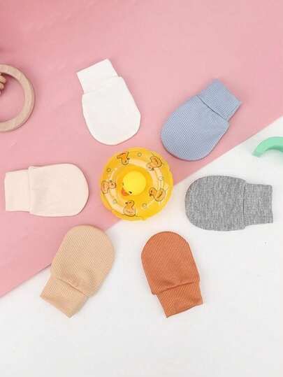 6 Pairs Newborn Scratch Mittens Value Pack Multi Color Ribbed Soft Infant Hand Covers Anti Scratch Baby Gloves Daily Replacement