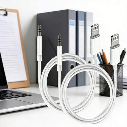 1-2 piezas Cable auxiliar de 3.5 mm, adaptador macho a Lightning, cable de extensión de audio estéreo compatible con iPhone 14 Pro Max/14 Pro/14 Plus/14/13/12/11/XS/XR/8/7/6/ Series Converter