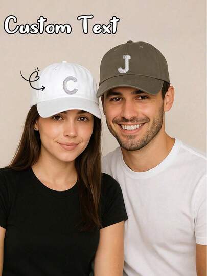 Customized Multi-Color Faux Pearl & Rhinestone Letter Unisex Sun Hat, Personalized Logo Hiphop Baseball Cap, Colorful, Cute, Minimalist, Kawaii, Fashionable, New Autumn Style, Suitable For Men & Women, Customized, Unique, , Retro, Casual,